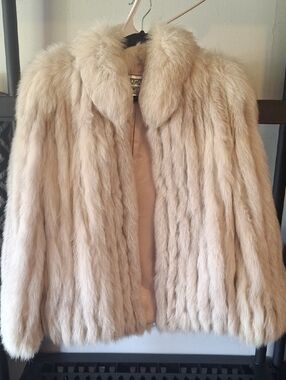 Saga Furs Cream/Gray Teddy Fur Jacket